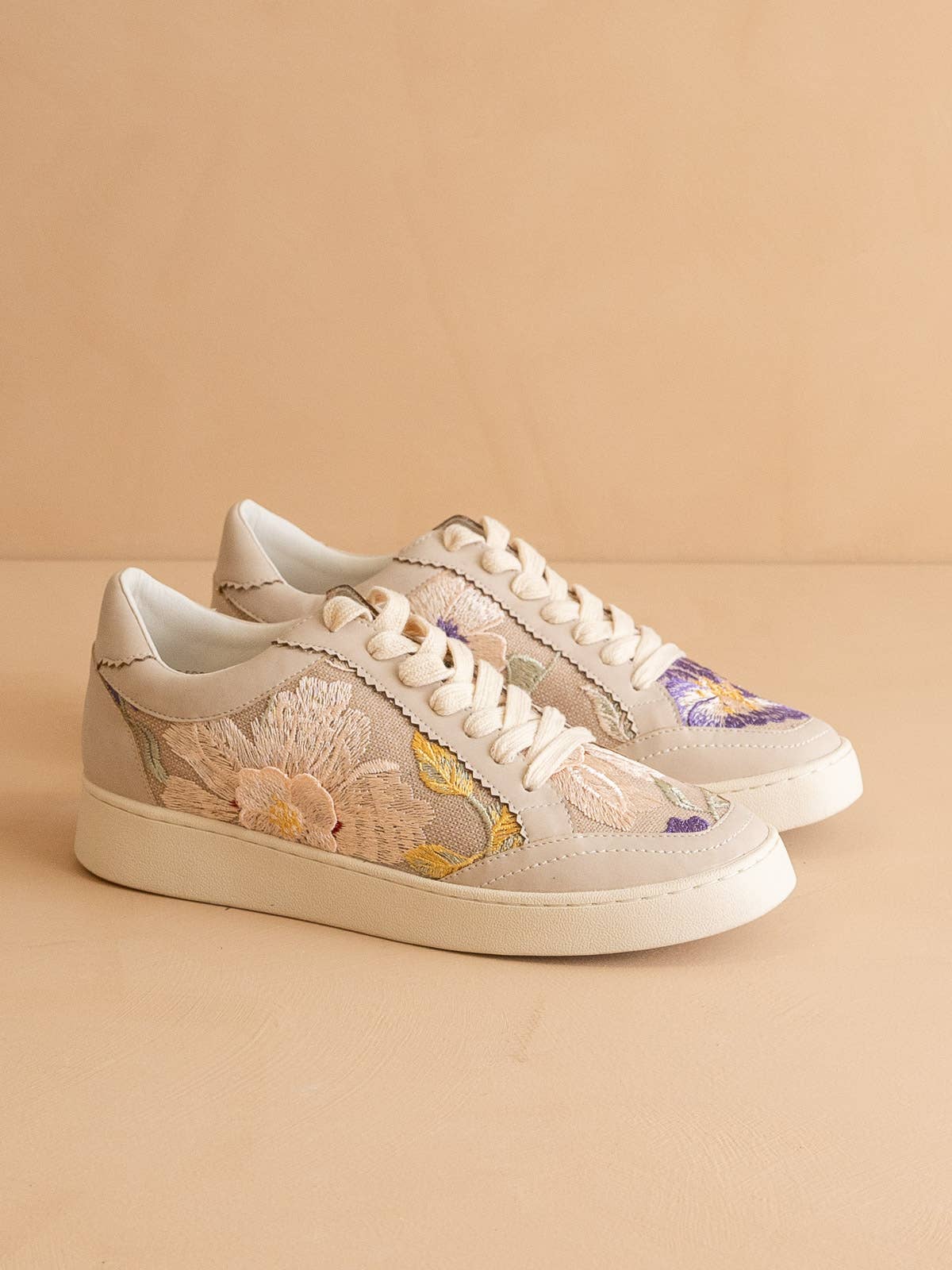 DreamCloud Floral Applique Sneaker - Pink Peonies