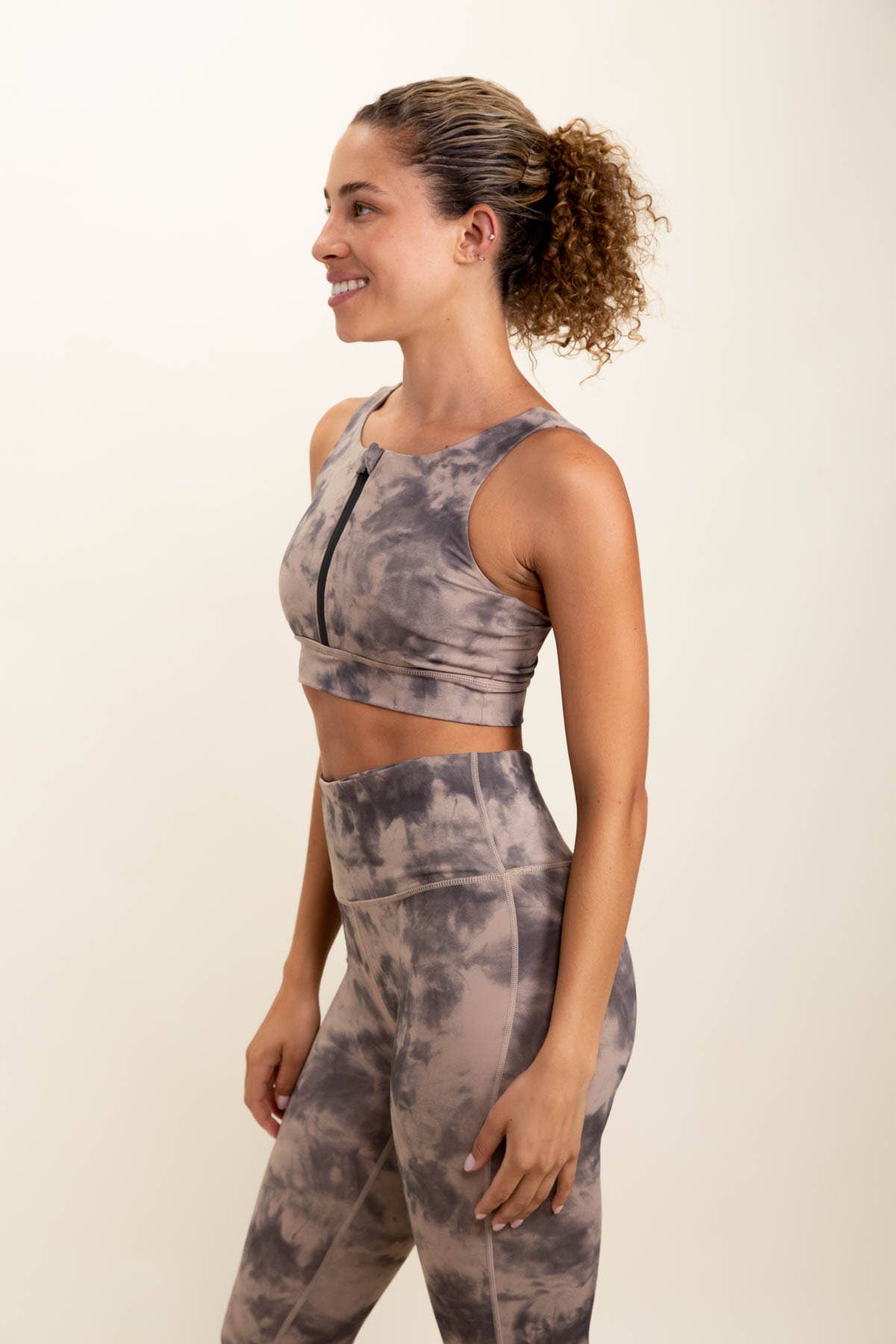 Tie-Dye High-Waisted Leggings - Pink Peonies