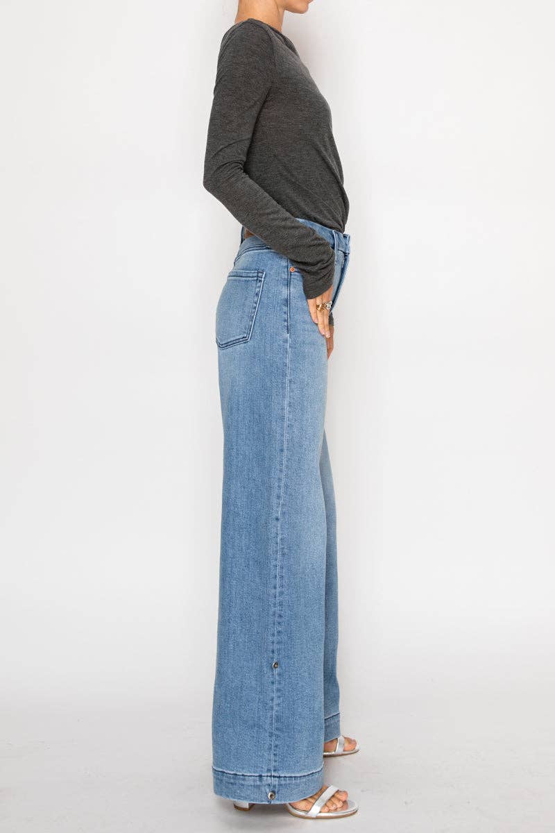 AV Tummy Control Cuffed or Un-Cuffed Jeans - Pink Peonies