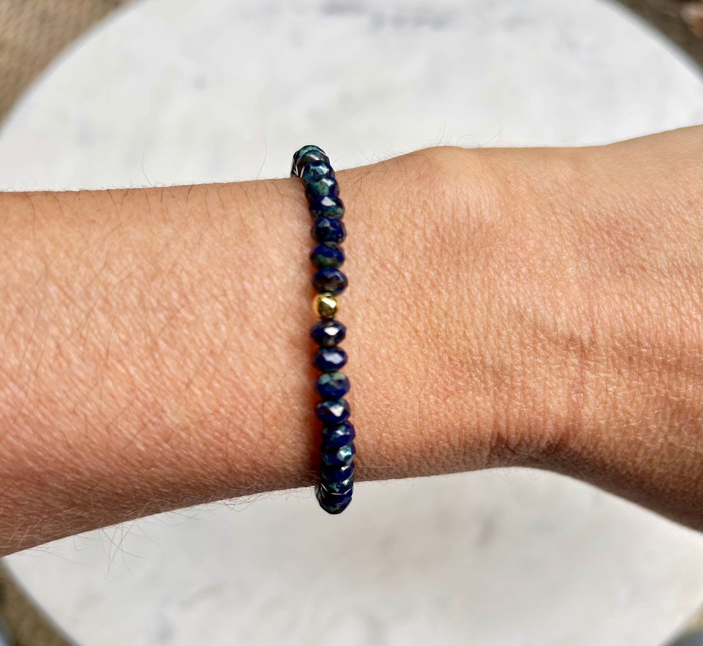 Beaded Crystal Bracelet: Navy