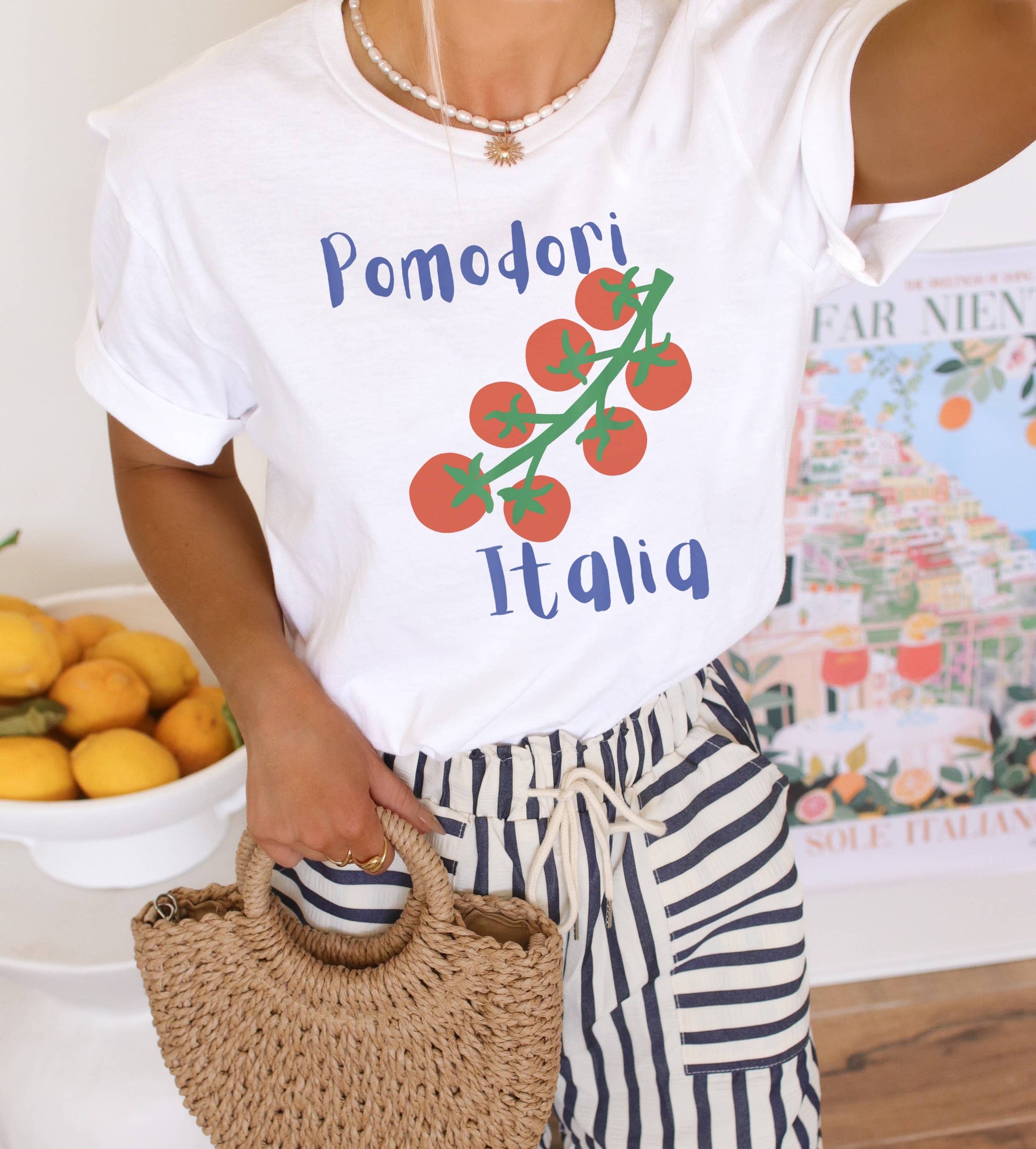 Pomodori Italia Graphic Tee - Pink Peonies