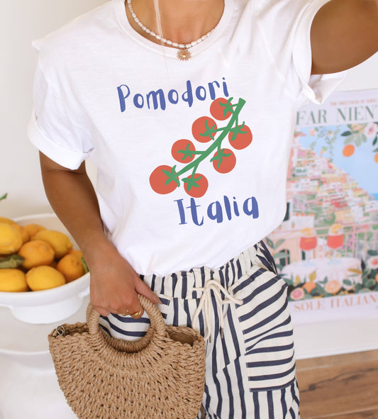 Pomodori Italia Graphic Tee - Pink Peonies