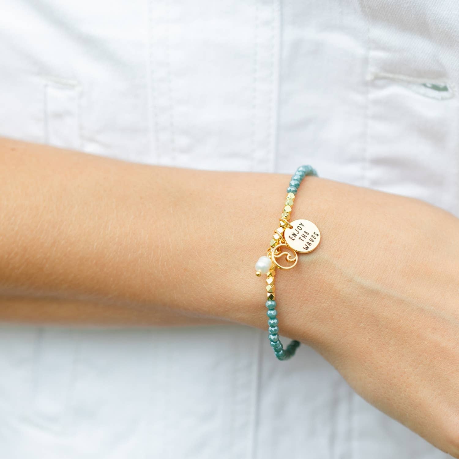 Enjoy The Waves Bracelet - Pink Peonies