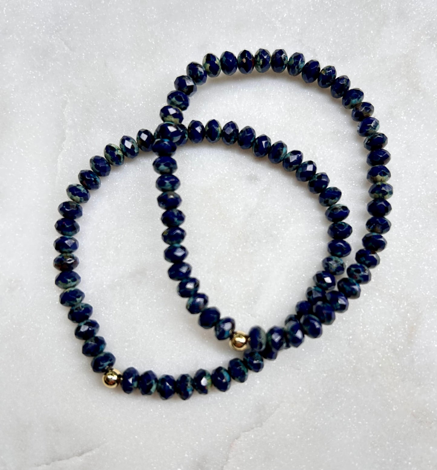 Beaded Crystal Bracelet: Navy