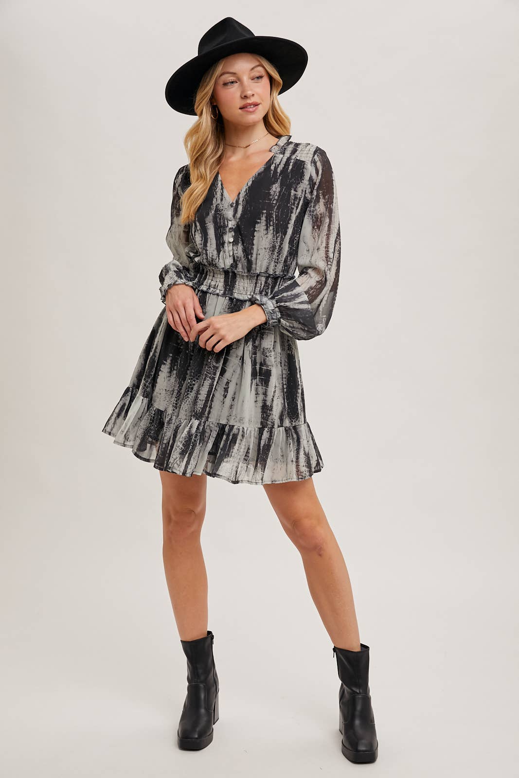 Animal Print Long Sleeve Mini Dress