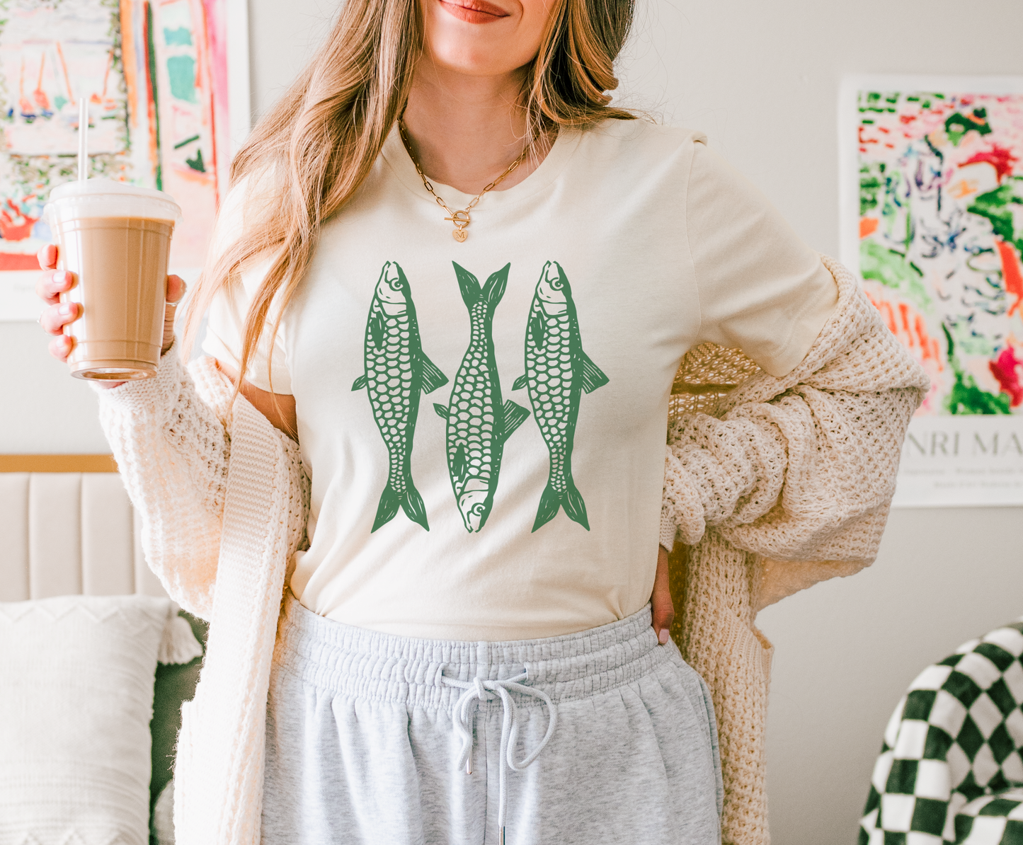 Sardines Graphic Tee - Pink Peonies