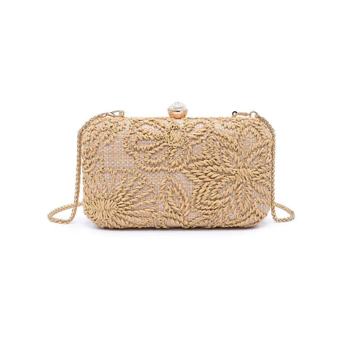 Carter Evening Bag: Natural - Pink Peonies