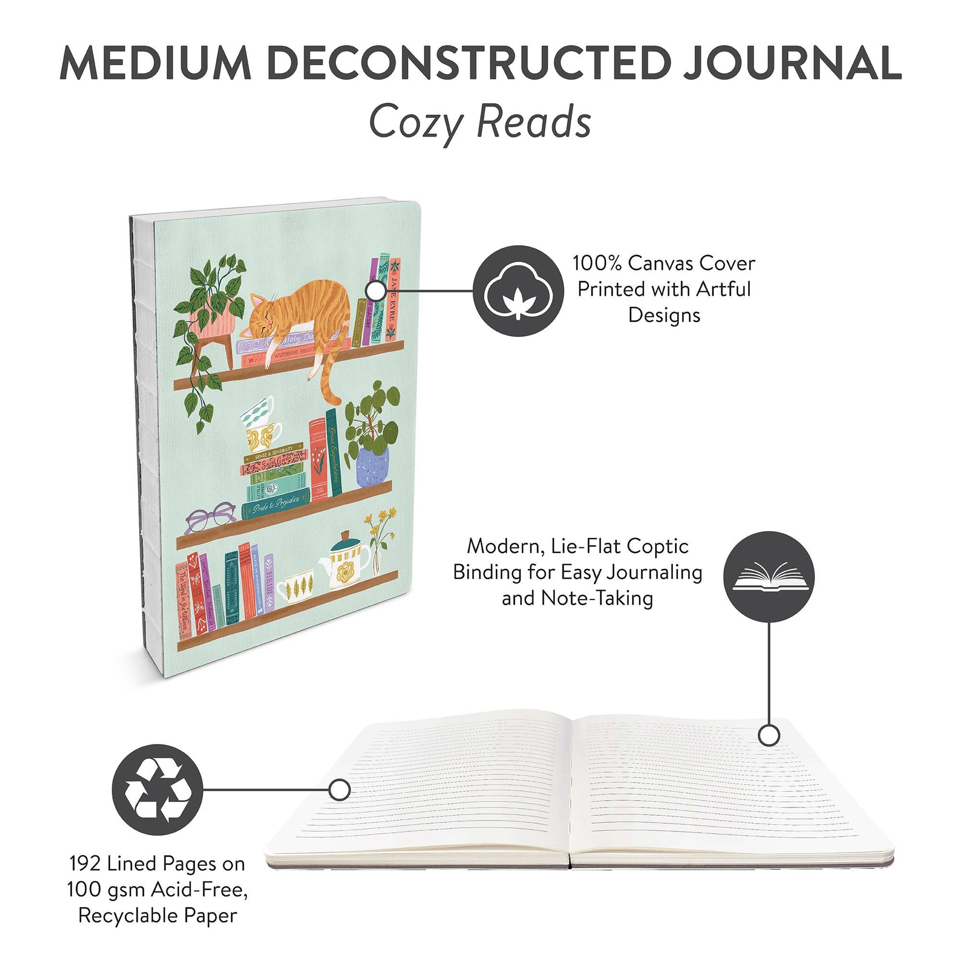 Cozy Reads Medium Deconstructed Journal - Pink Peonies
