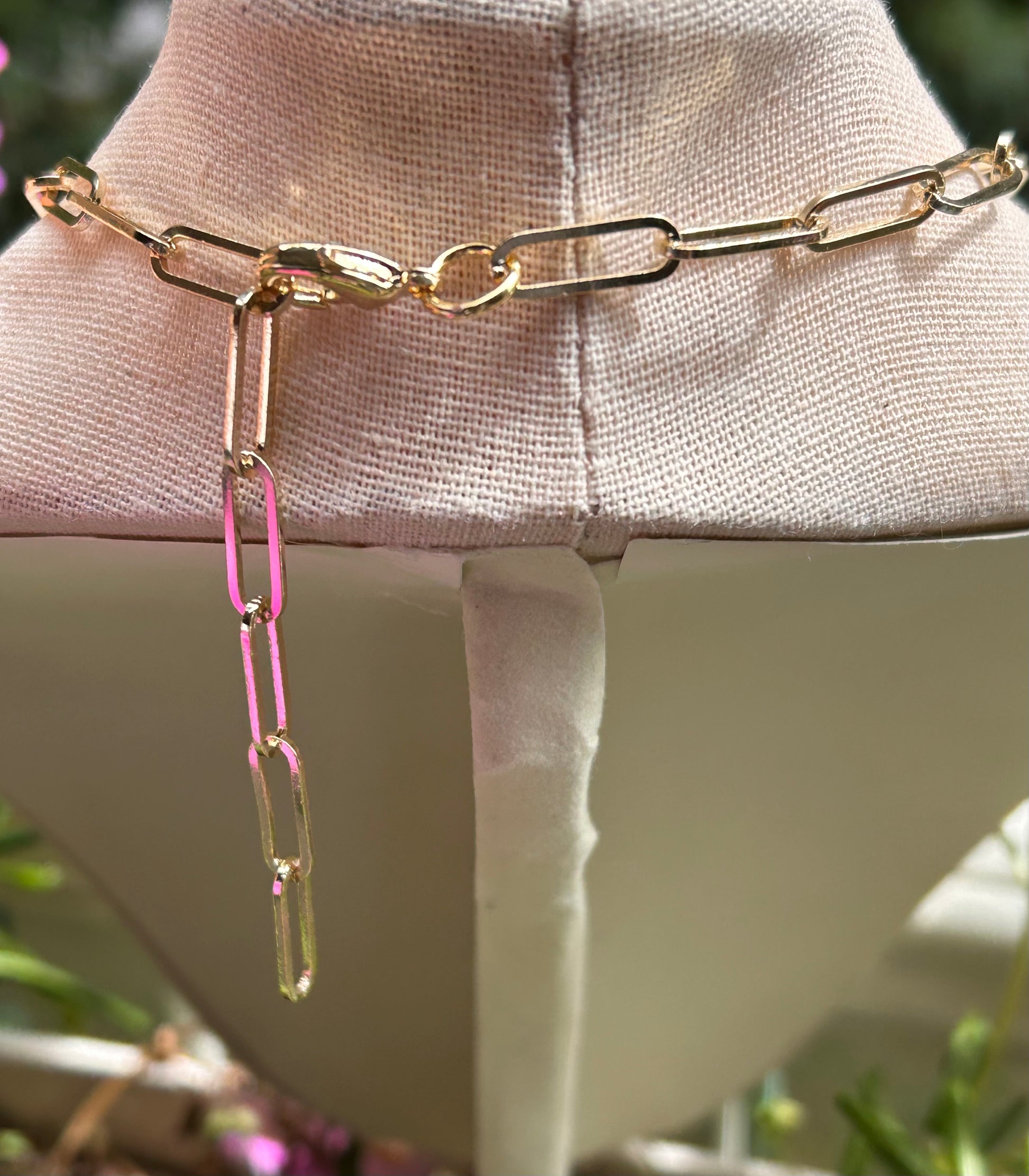 Gold Heart Lariat Necklace - Pink Peonies