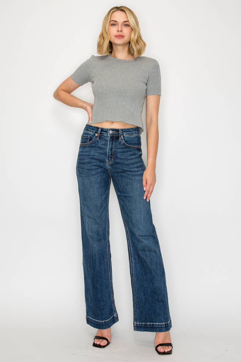 Tummy Control High Rise Relaxed Holly Flare Jeans : 9 (28) - Pink Peonies