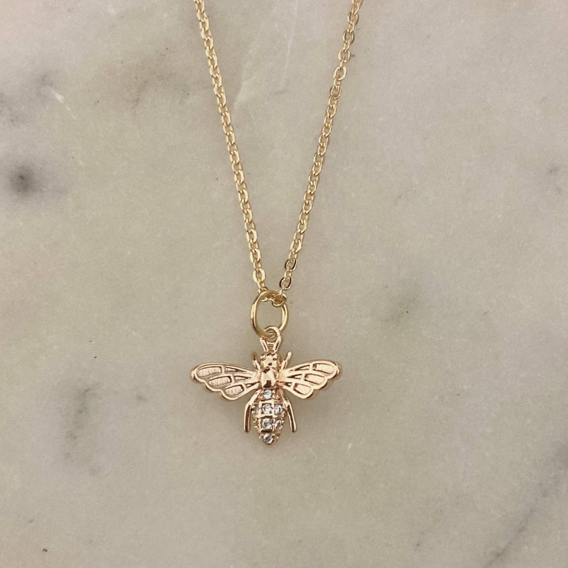 Honey Bee Queen Bee Pendant Charm chain necklace  - Pink Peonies