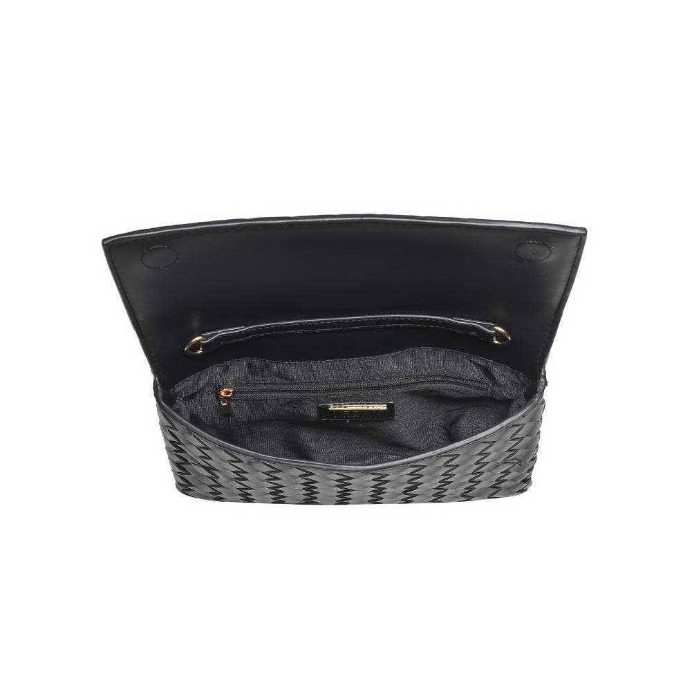 Ivy Woven Clutch: Black - Pink Peonies