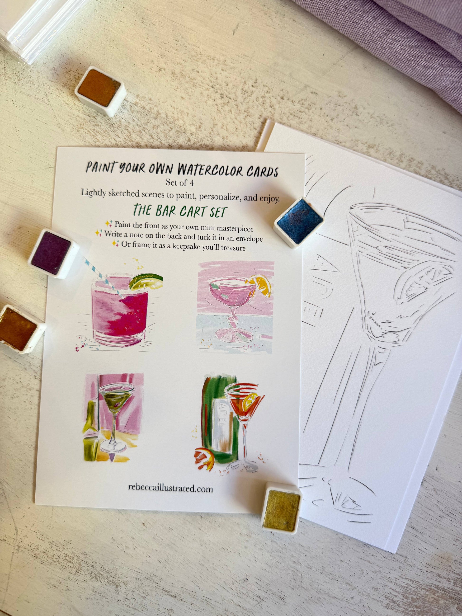 Paint your own: The Bar Cart Series - Pink Peonies