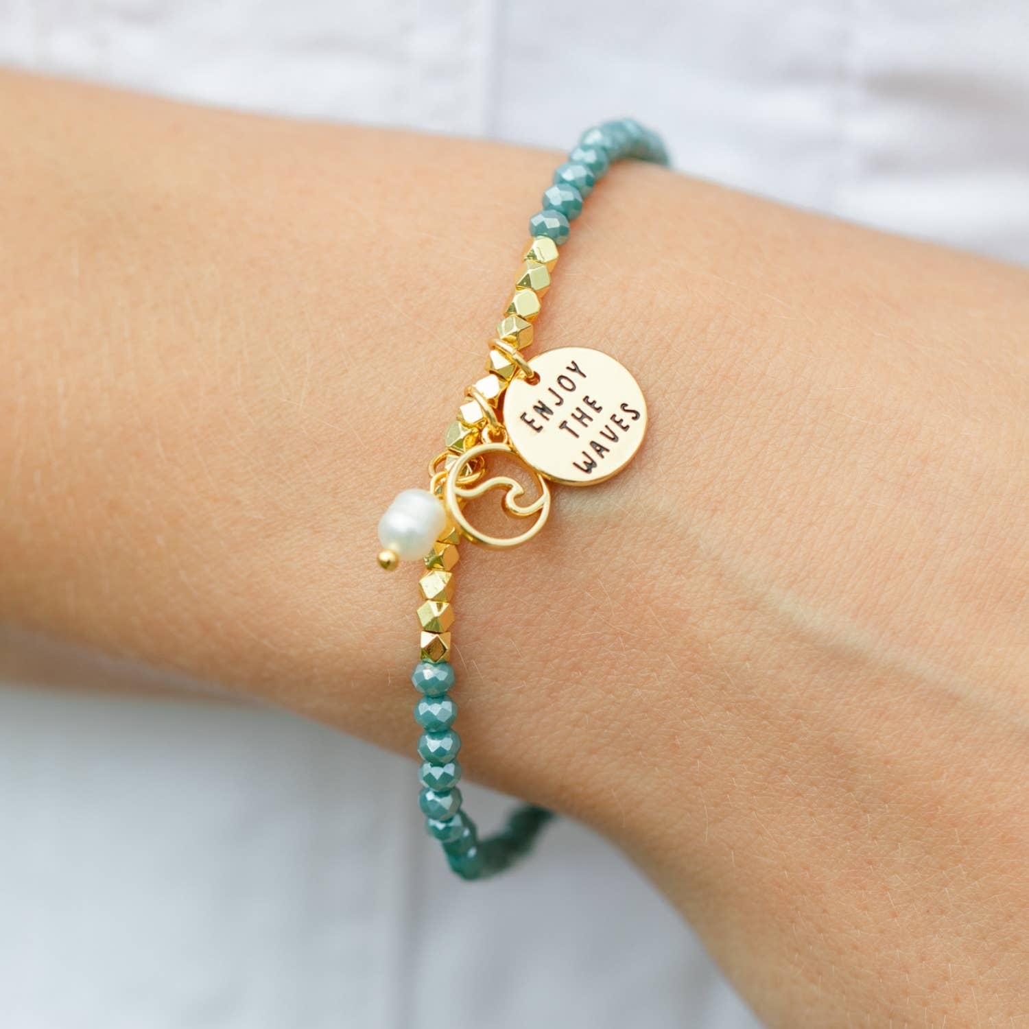 Enjoy The Waves Bracelet - Pink Peonies