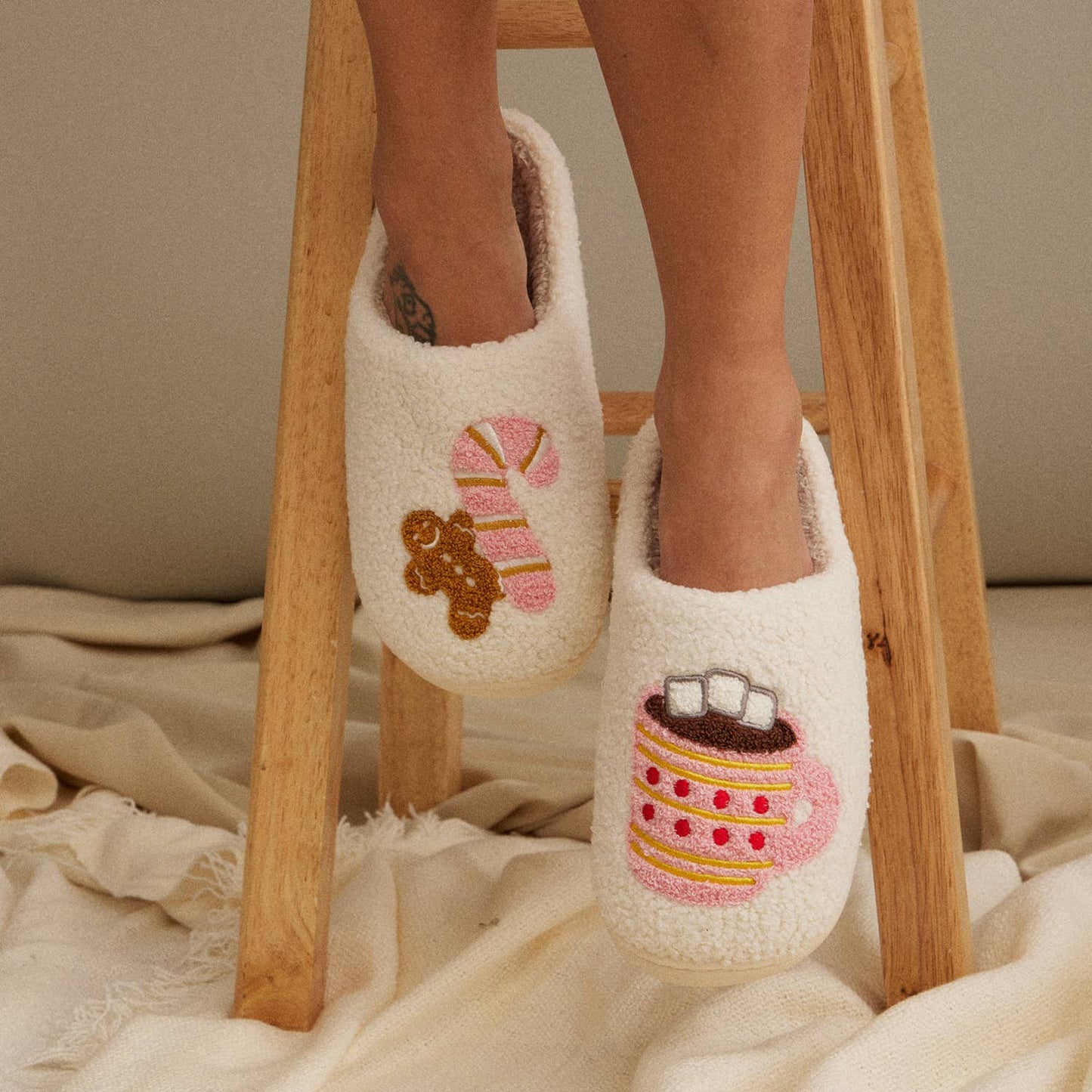 Holiday Gingerbread Man & Hot Chocolate Slippers