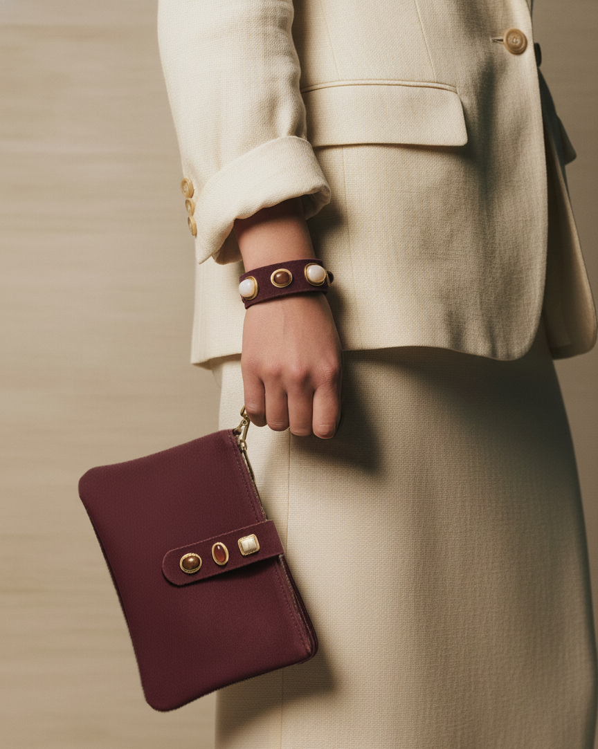 Gemstone Suede Keychain: Caramel - Pink Peonies