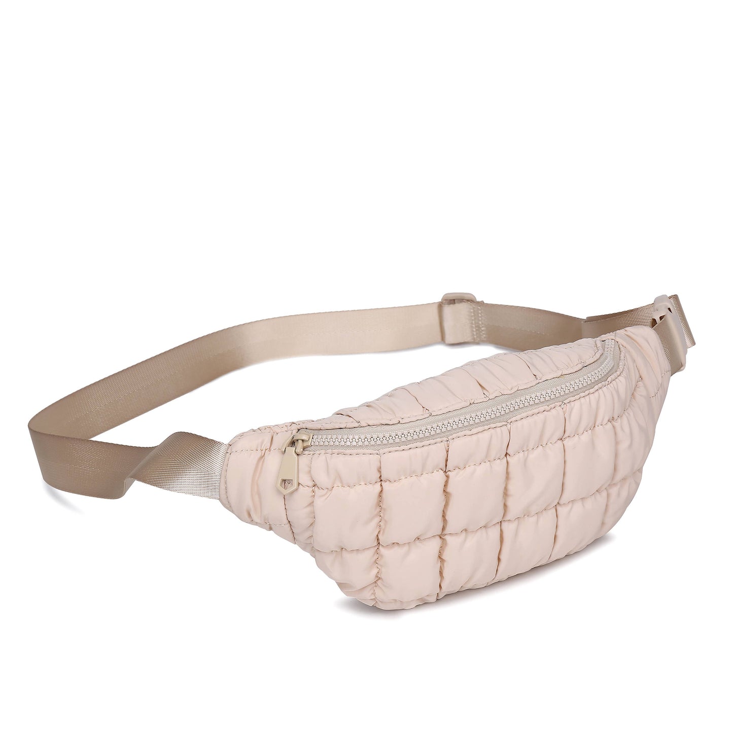 Resurgence - Quilted Puffer Nylon Belt Bag: Cream