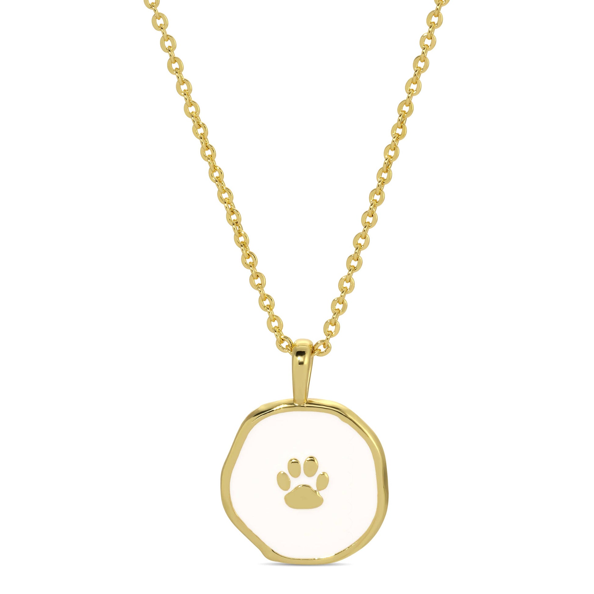 Paw Print Pendant Necklace: White - Pink Peonies