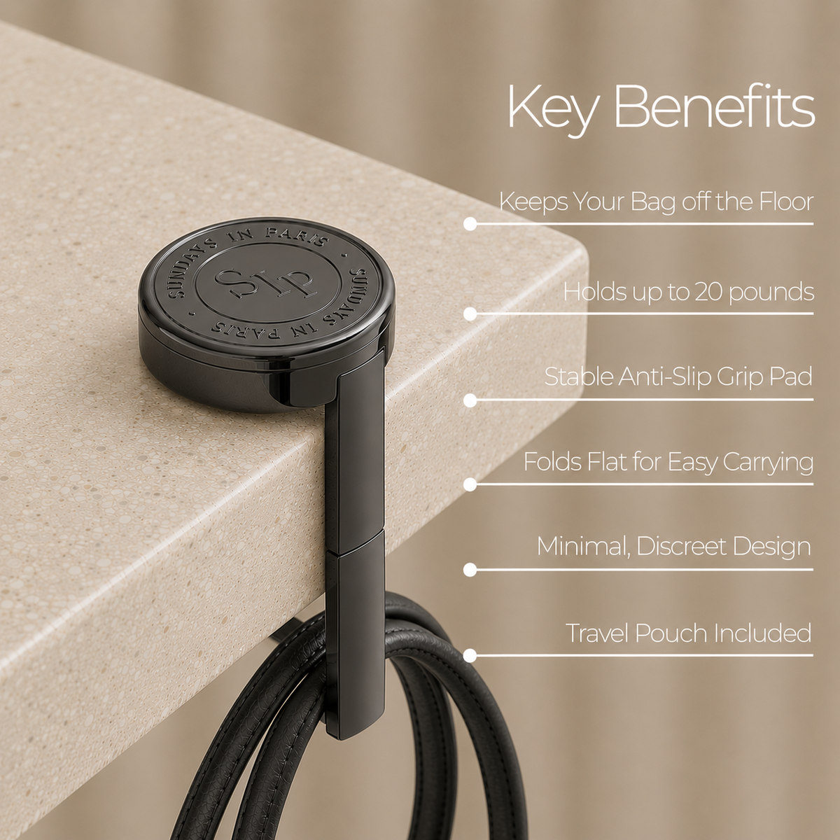 Signature black purse hook