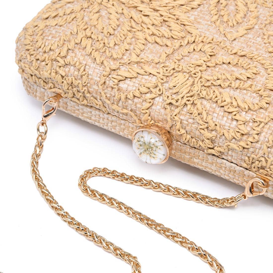 Carter Evening Bag: Natural - Pink Peonies