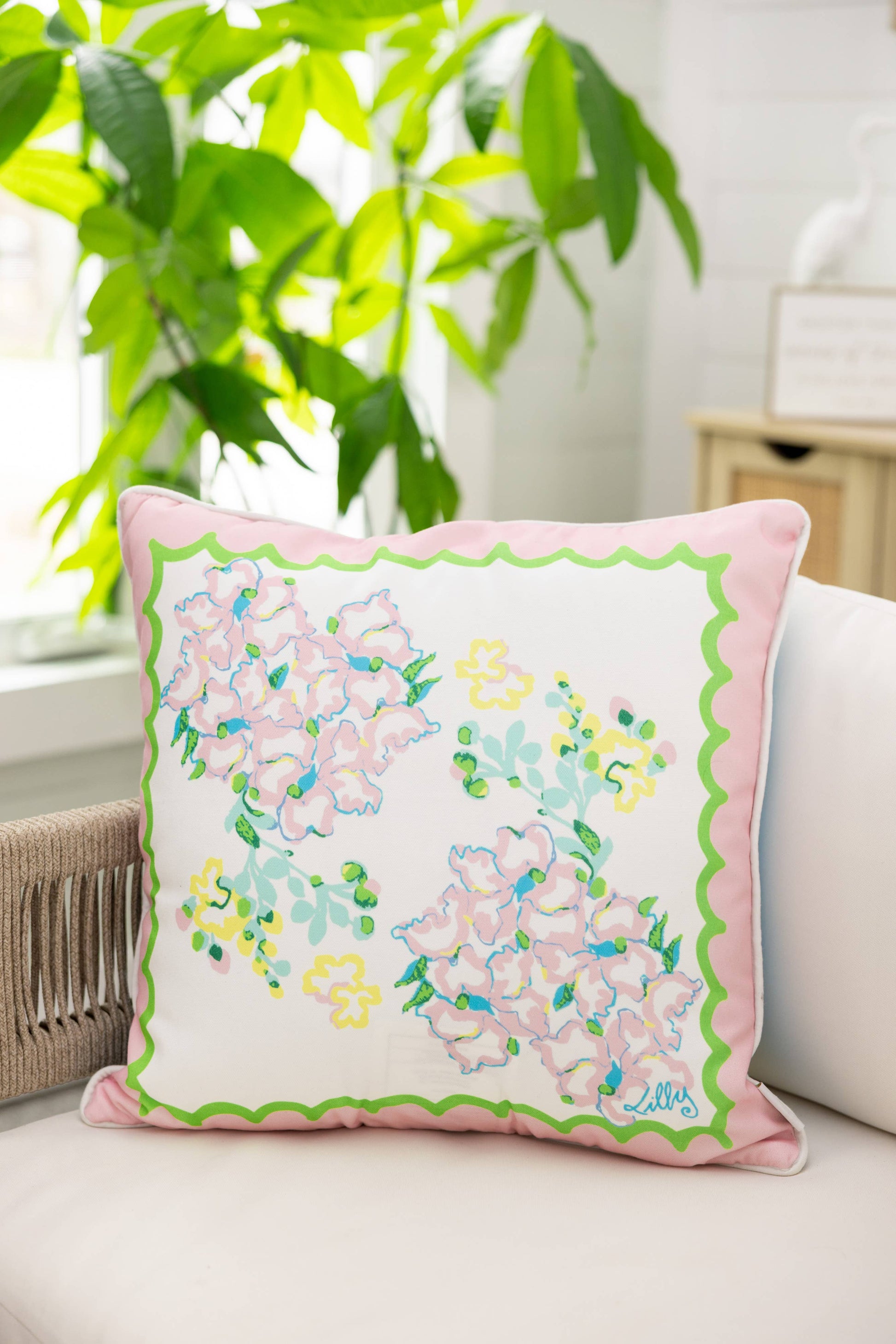 Large Pillow, Sun Tiles Home - Pink Peonies