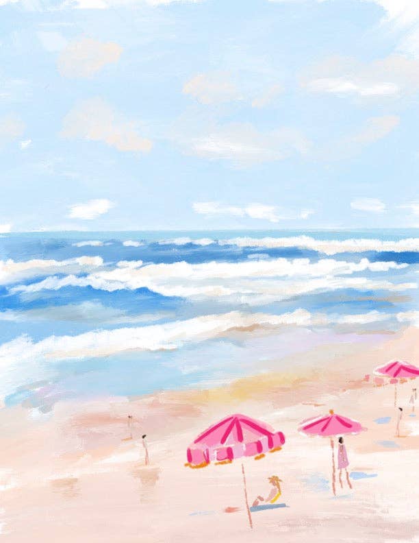 Pink Beach Day - Art Print: 11x14 - Pink Peonies