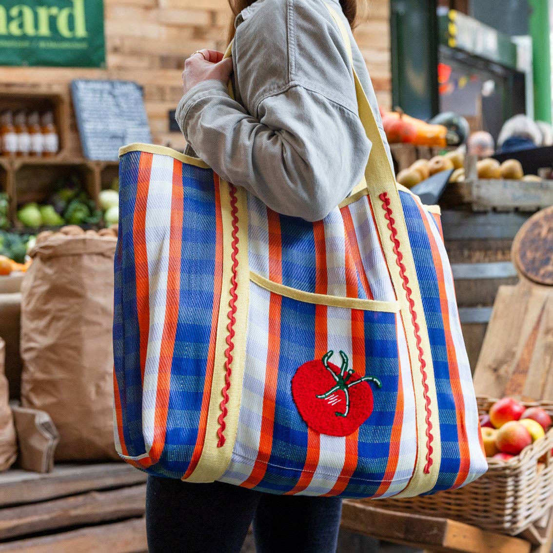 Recycled Plastic Tomato Tote Bag | Spring | Summer | - Pink Peonies