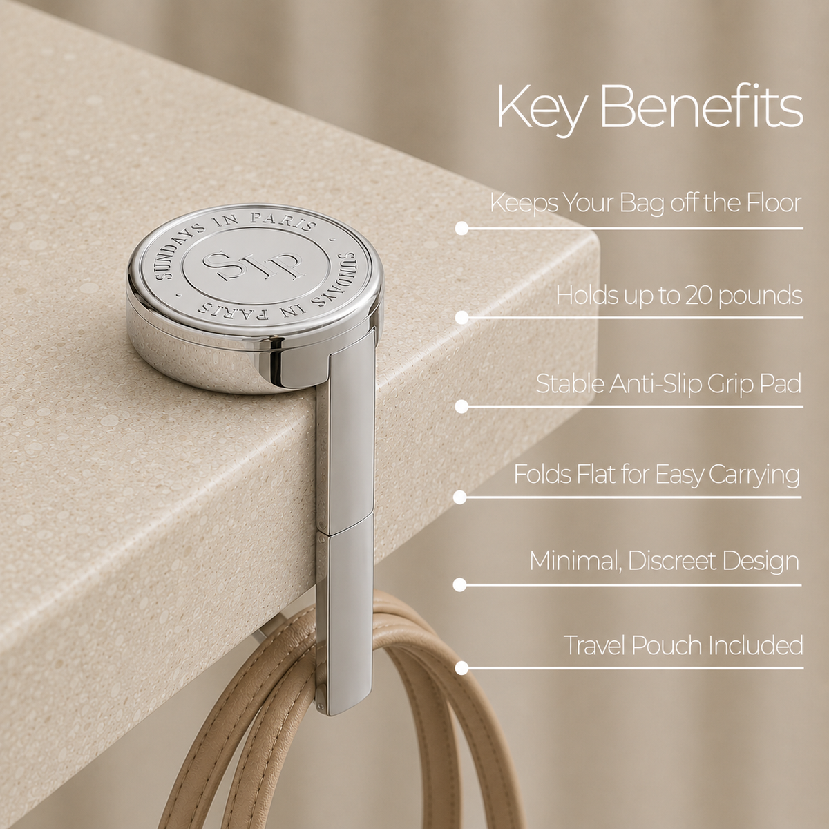 Signature silver purse hook: Silver