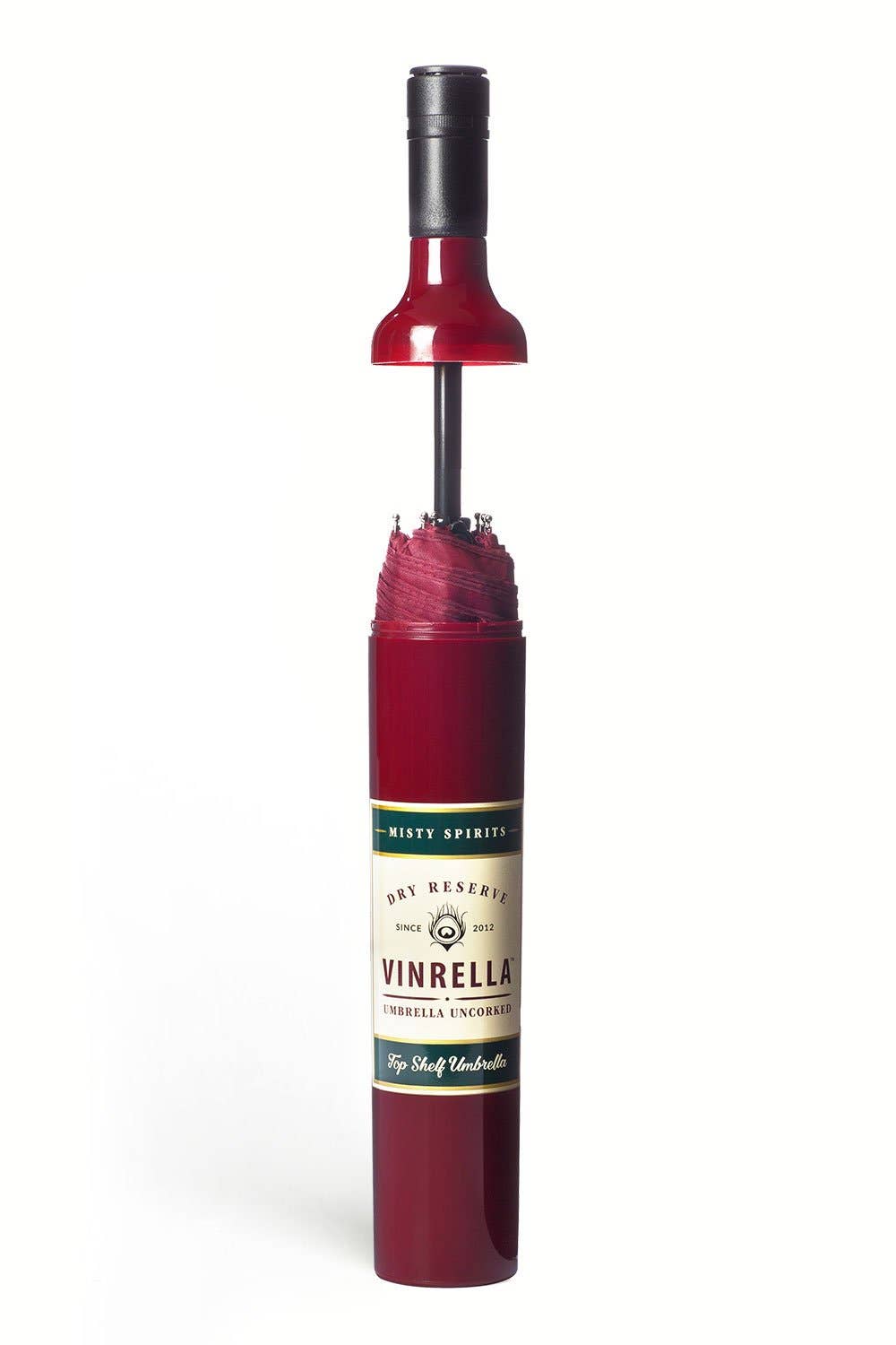 Burgundy Wine Bottle Umbrella - Pink Peonies