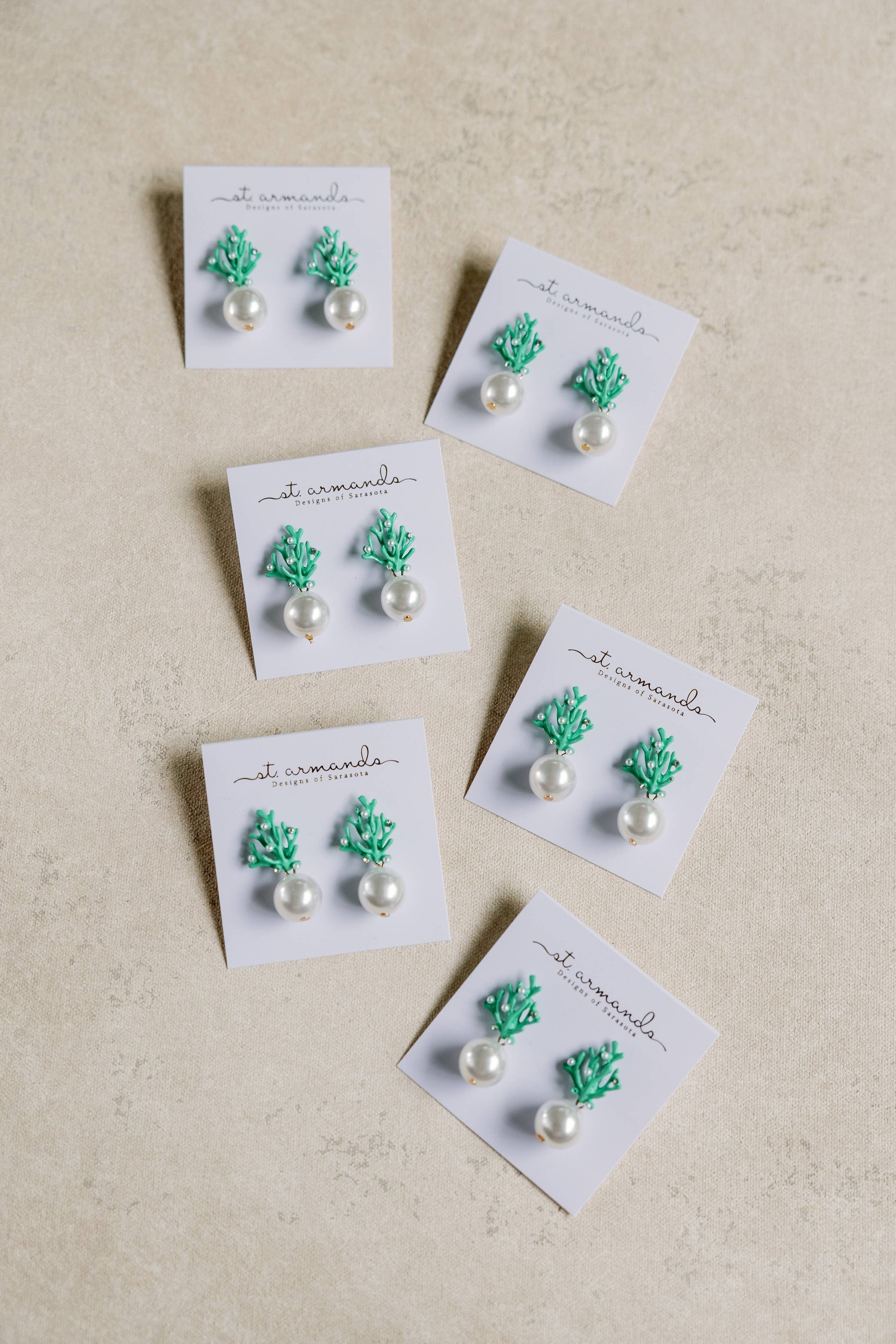 Pearl and Turquoise Coral Mini Statement Earrings - Pink Peonies