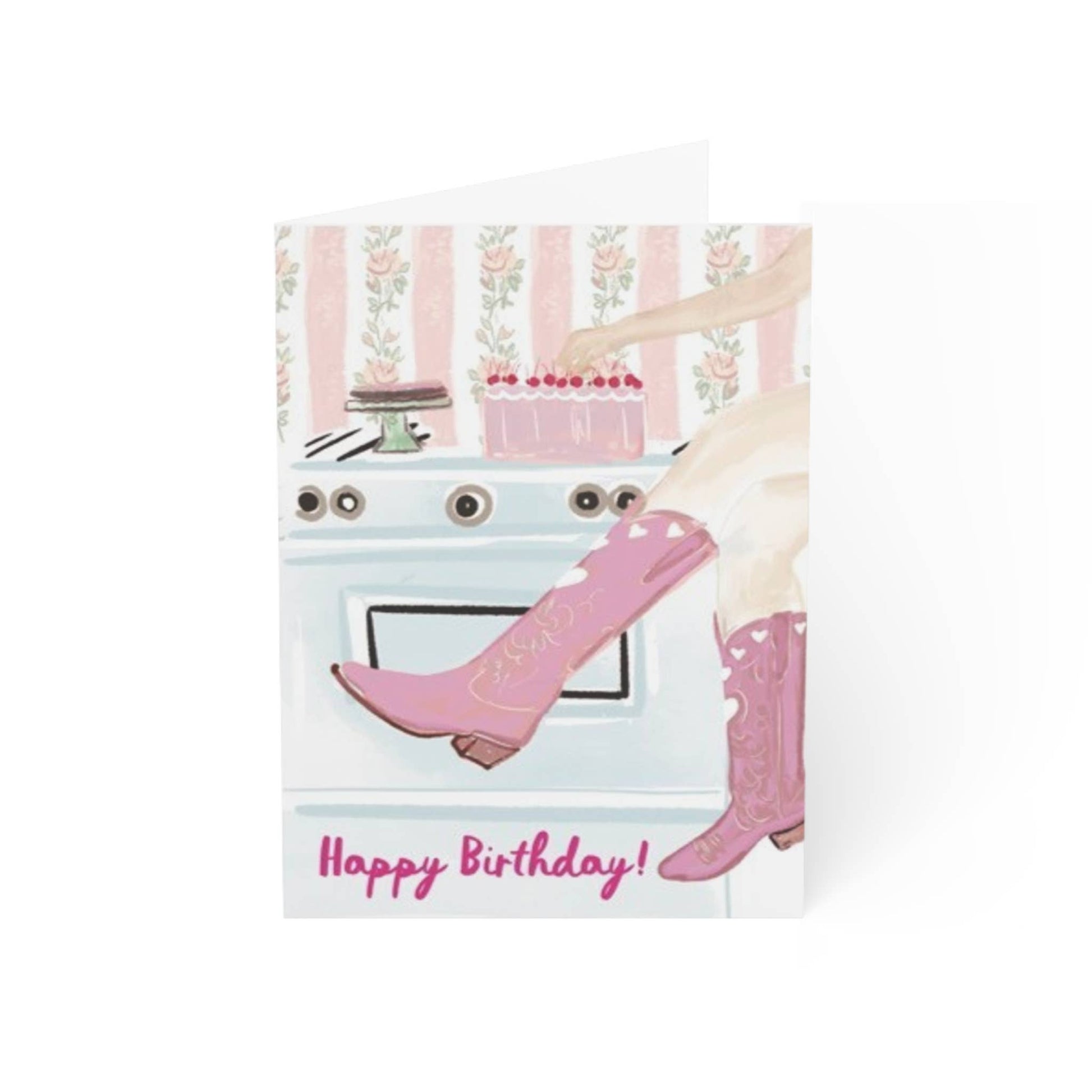Cowgirl Birthday Card - Pink Peonies