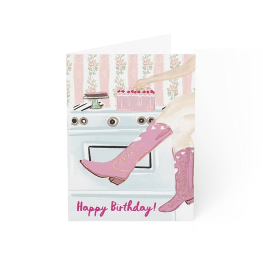 Cowgirl Birthday Card - Pink Peonies