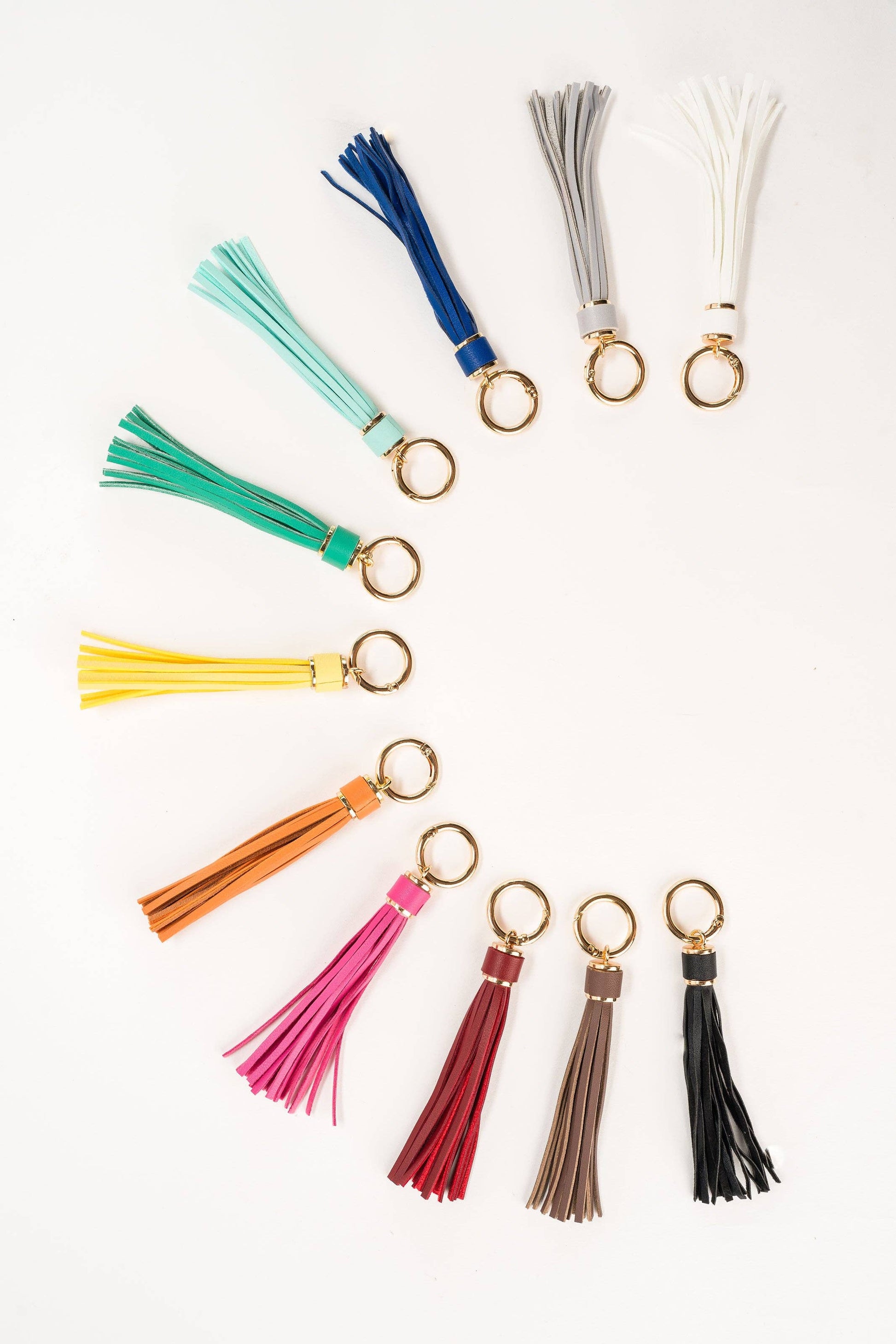 XL Leather Tassel: YELLOW - Pink Peonies