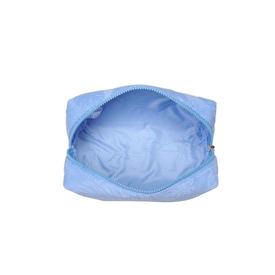 Palm Breeze Cosmetic & Travel Organizer Pouch: Light Blue - Pink Peonies