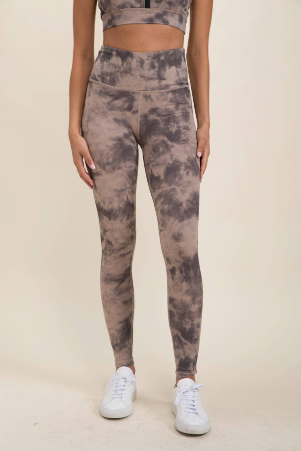 Tie-Dye High-Waisted Leggings - Pink Peonies