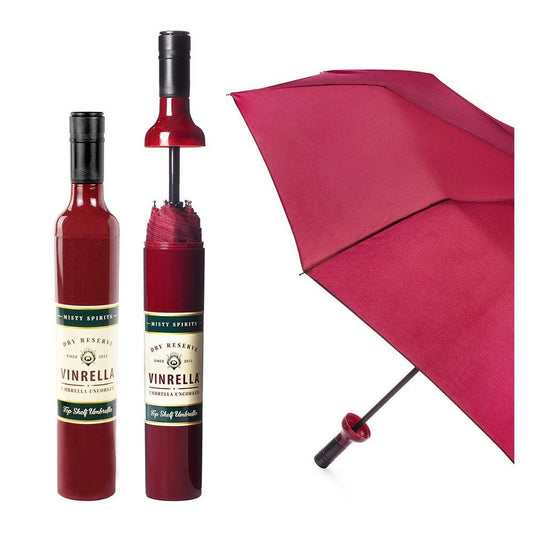 Burgundy Wine Bottle Umbrella - Pink Peonies