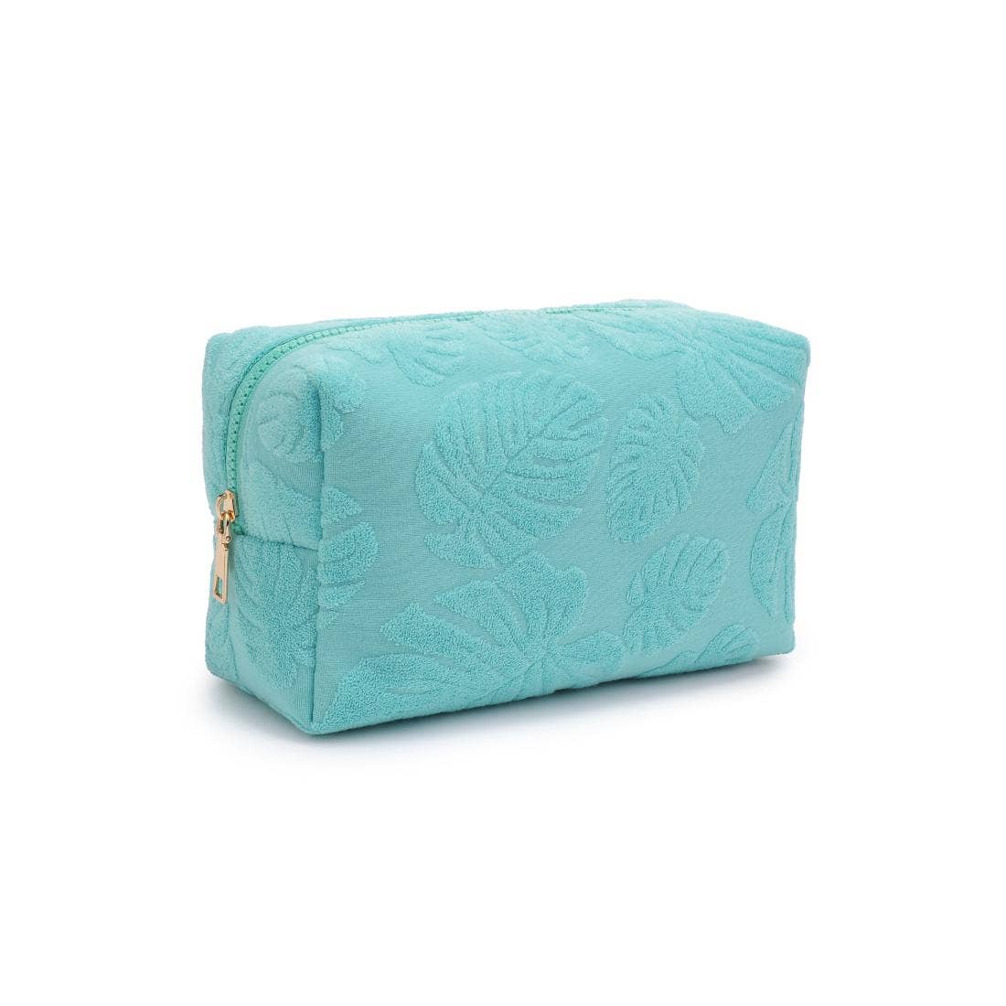 Palm Breeze Cosmetic & Travel Organizer Pouch: Seafoam - Pink Peonies
