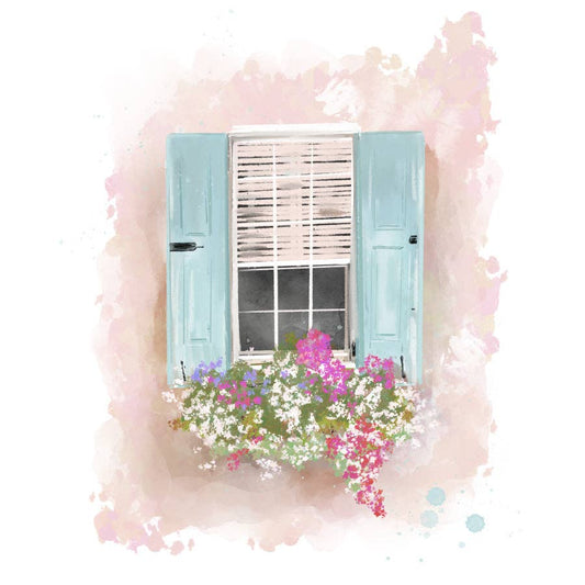 Window in Bloom - Art Print: 8x10 - Pink Peonies
