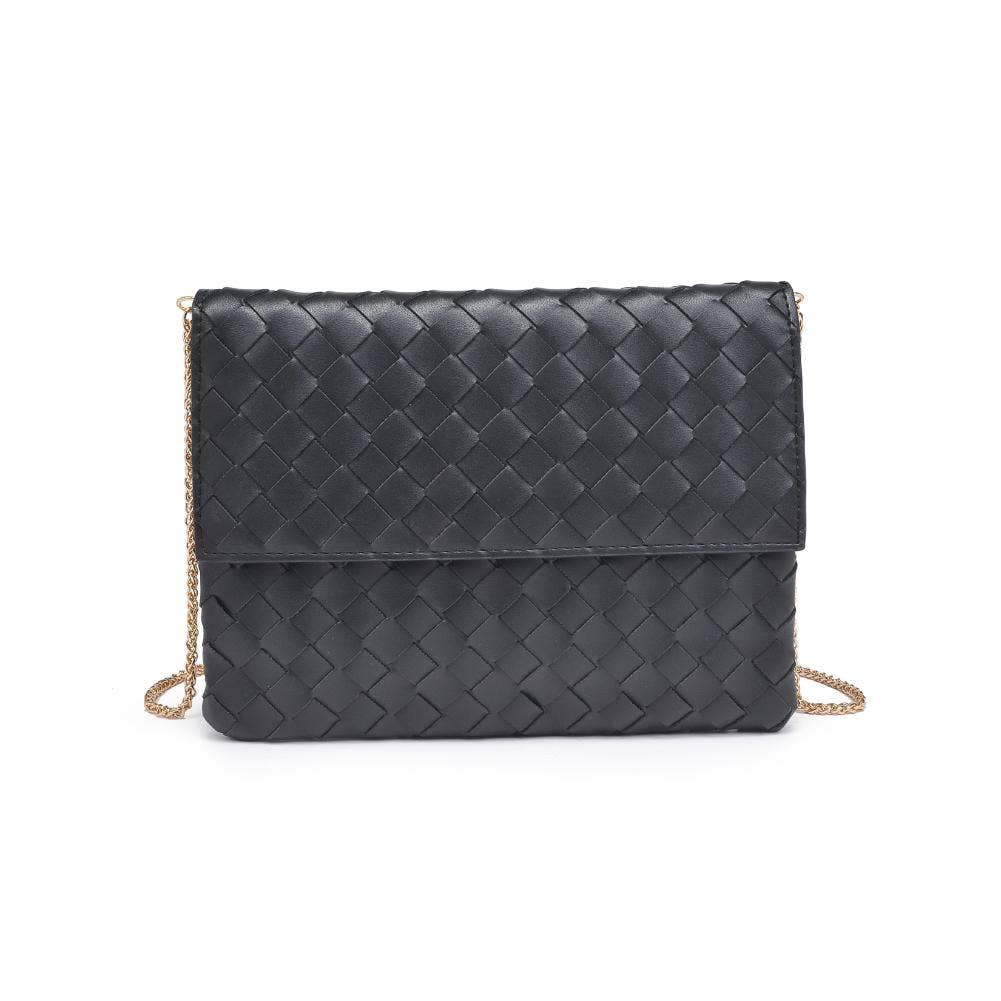 Ivy Woven Clutch: Black - Pink Peonies