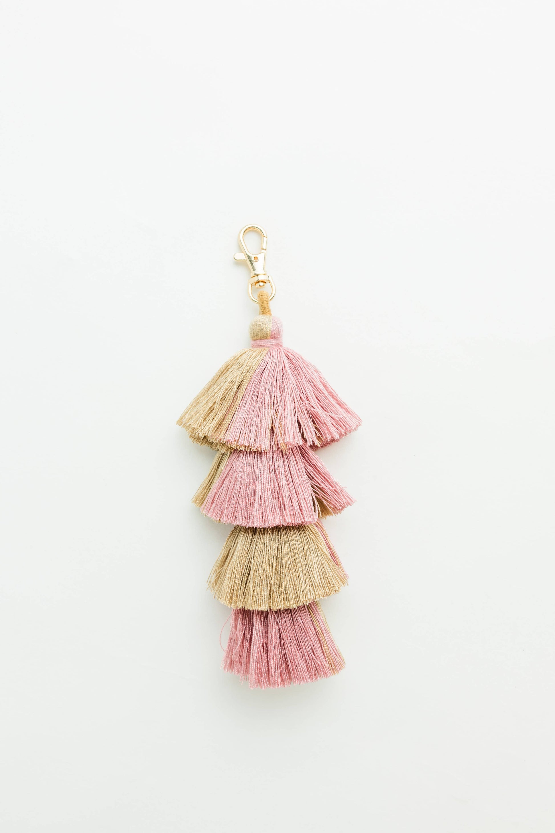 Drapery Tassel Bag Charm: Blue/Pinnk - Pink Peonies