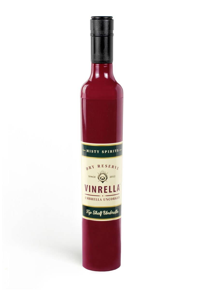 Burgundy Wine Bottle Umbrella - Pink Peonies