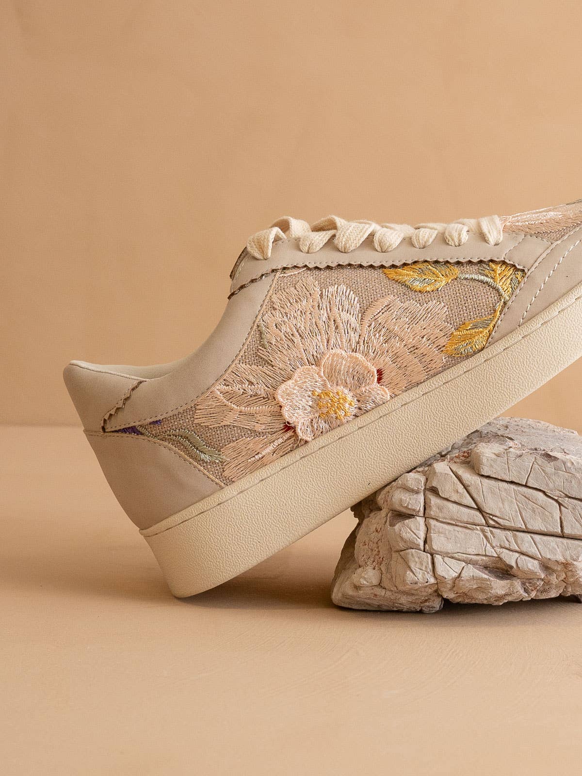 DreamCloud Floral Applique Sneaker - Pink Peonies