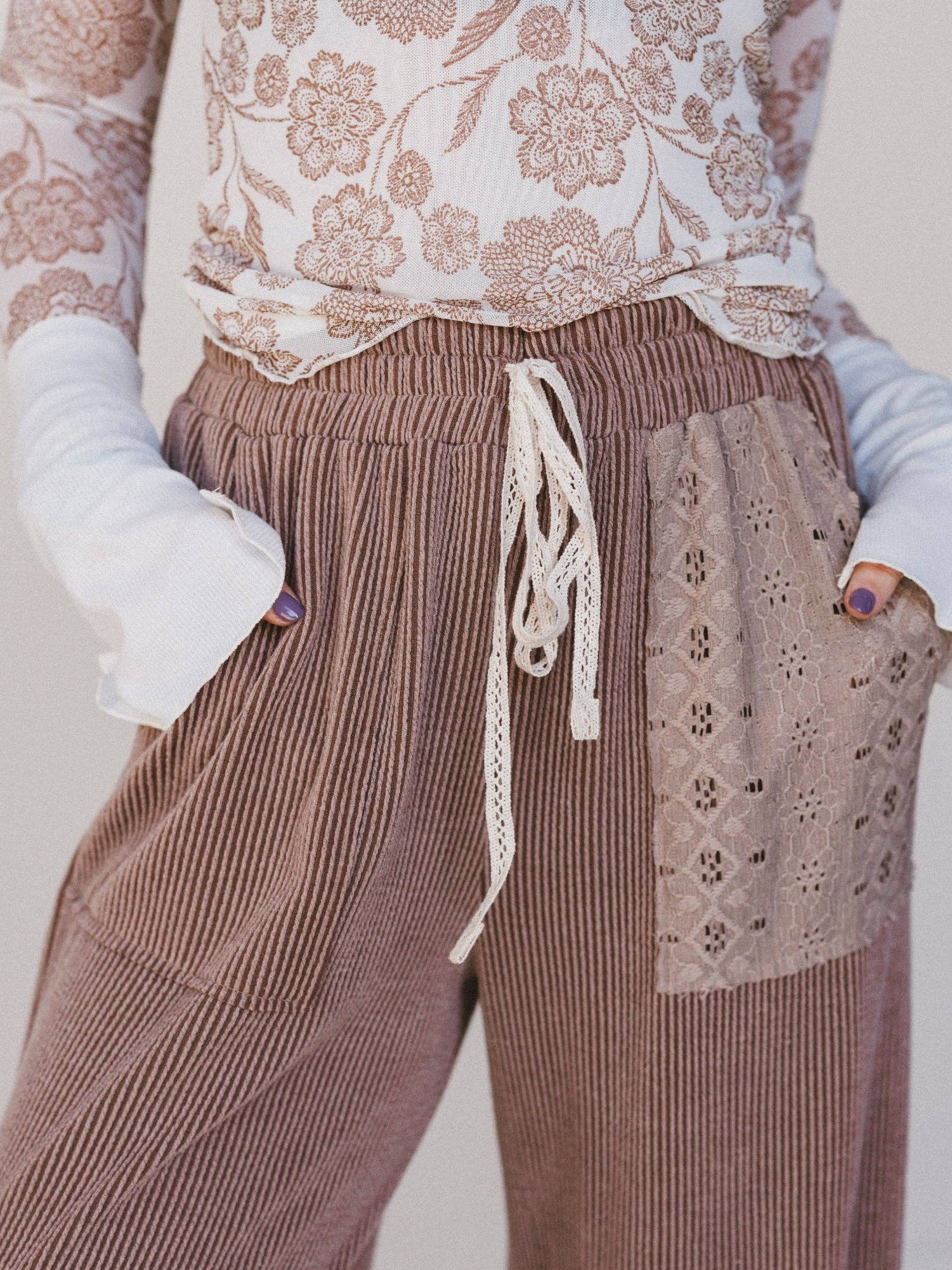 Weekend Warrior Boho Joggers - Pink Peonies