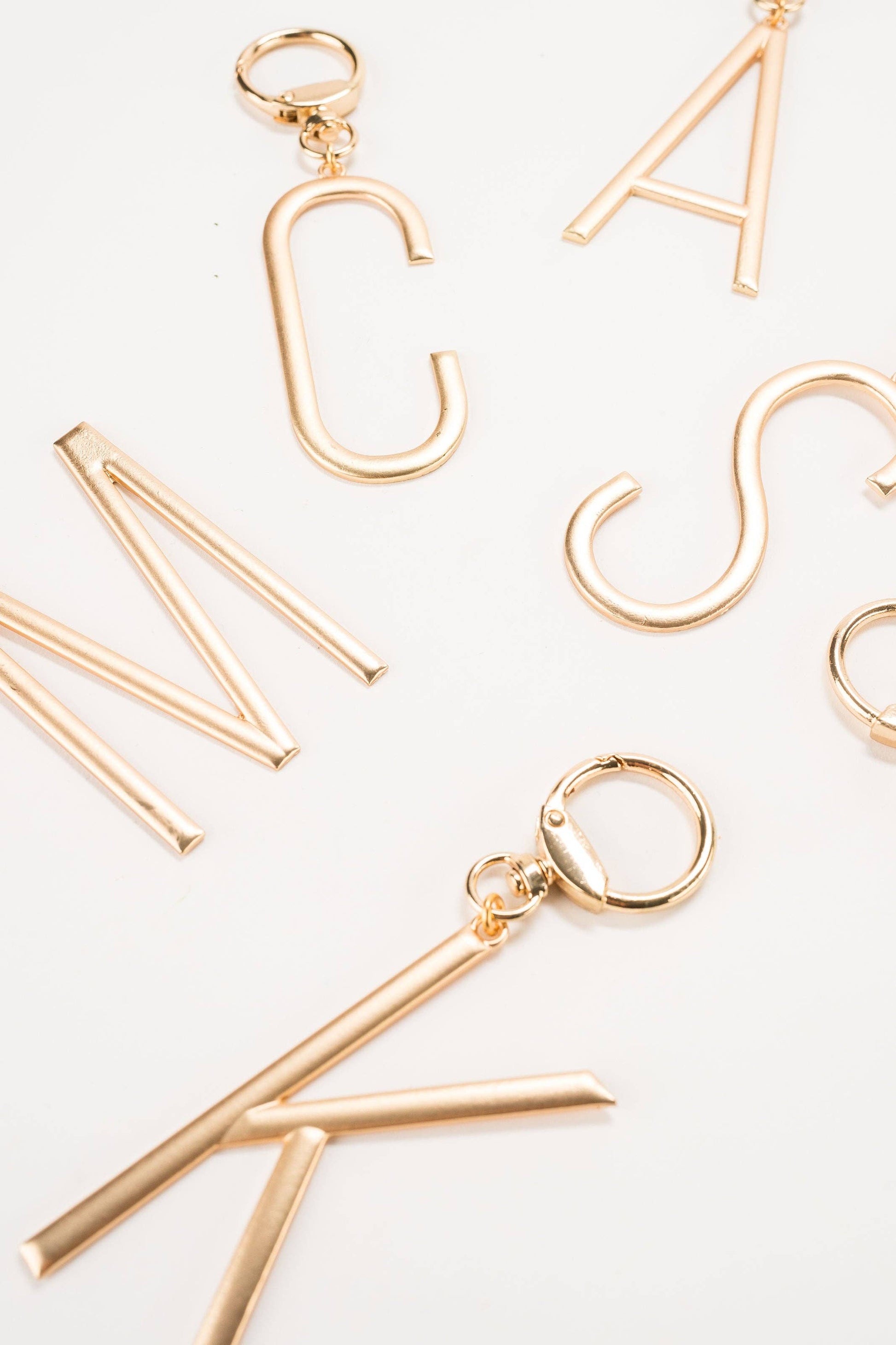 Gold Initial Bag Charm - Pink Peonies