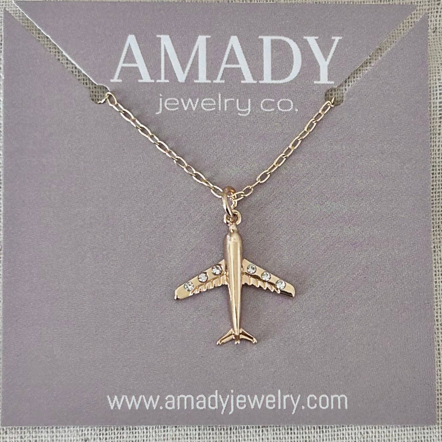 Airplane necklace plane travel necklace aircraft - Pink Peonies