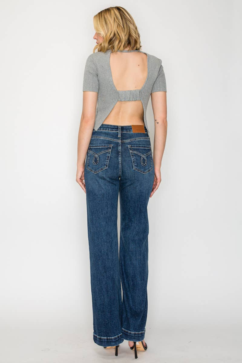 Tummy Control High Rise Relaxed Holly Flare Jeans : 9 (28) - Pink Peonies