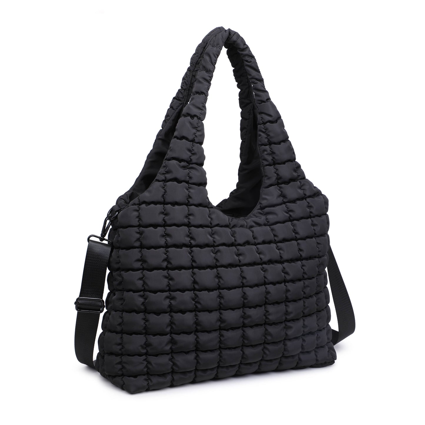 Elevate - Quilted Puffer Nylon Hobo Bag with Cross Body Strap