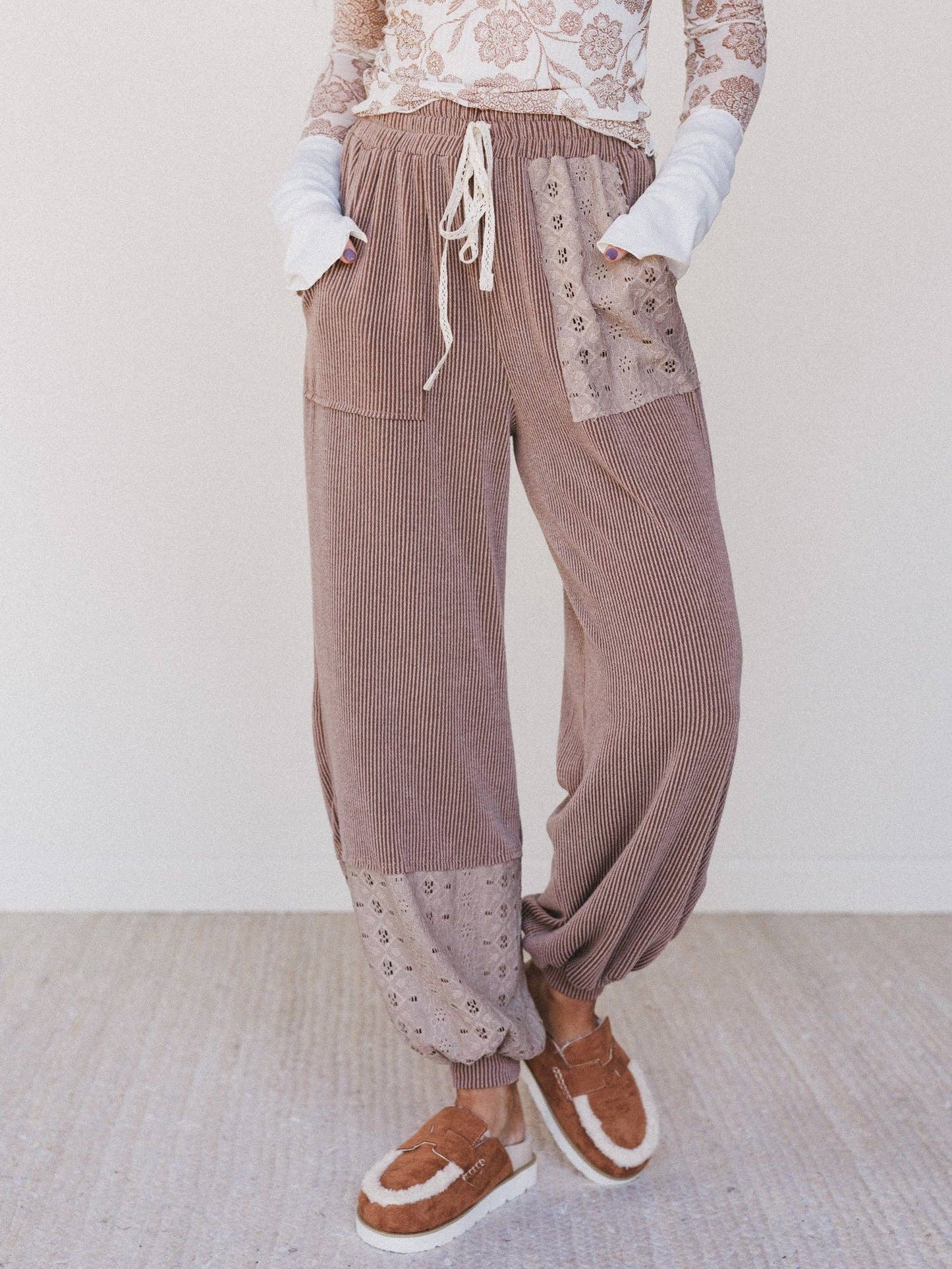 Weekend Warrior Boho Joggers - Pink Peonies