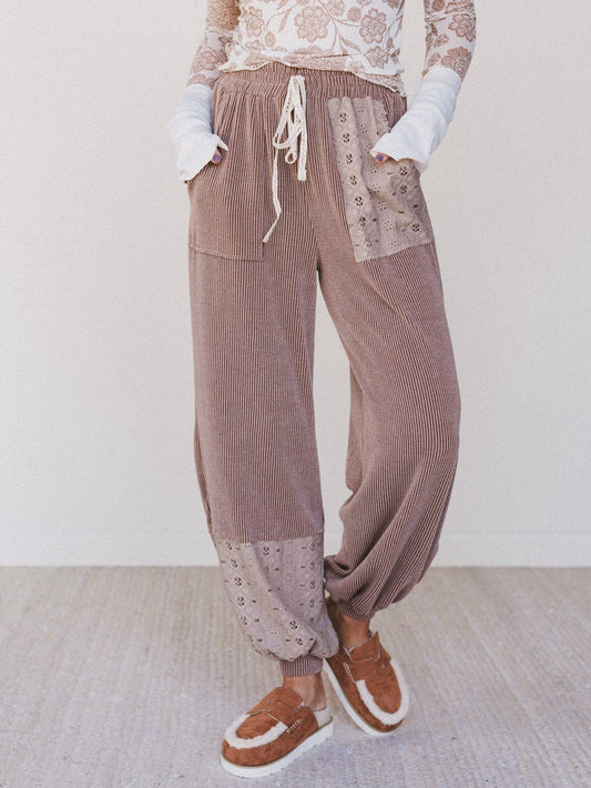 Weekend Warrior Boho Joggers - Pink Peonies