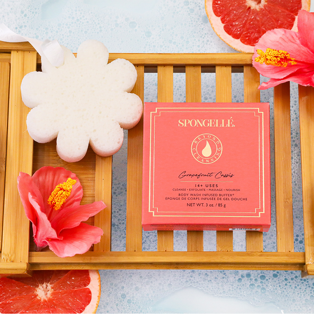 Grapefruit Cassis Boxed Flower Body Wash Infused Sponge